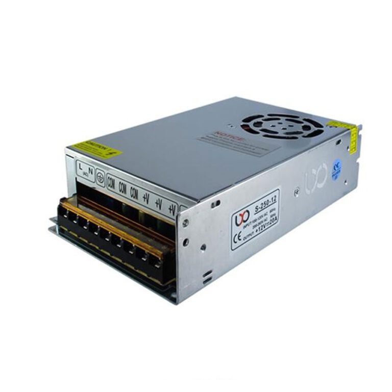 منبع تغذیه سوئیچینگ 12 ولت 20 آمپر با فن اتومات LXO